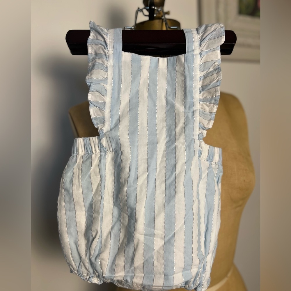 Janie and Jack blue, white and silver onesie size 18-24 months NWT